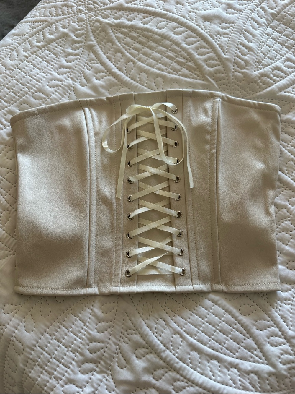 Edikted Ivory Lace-Up Corset Camisole
